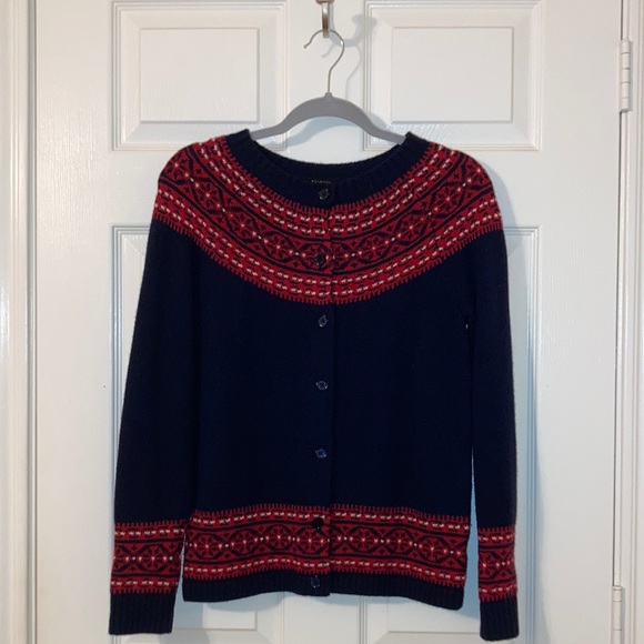 Talbots Fair Isle Navy Cardigan - Picture 1 of 3